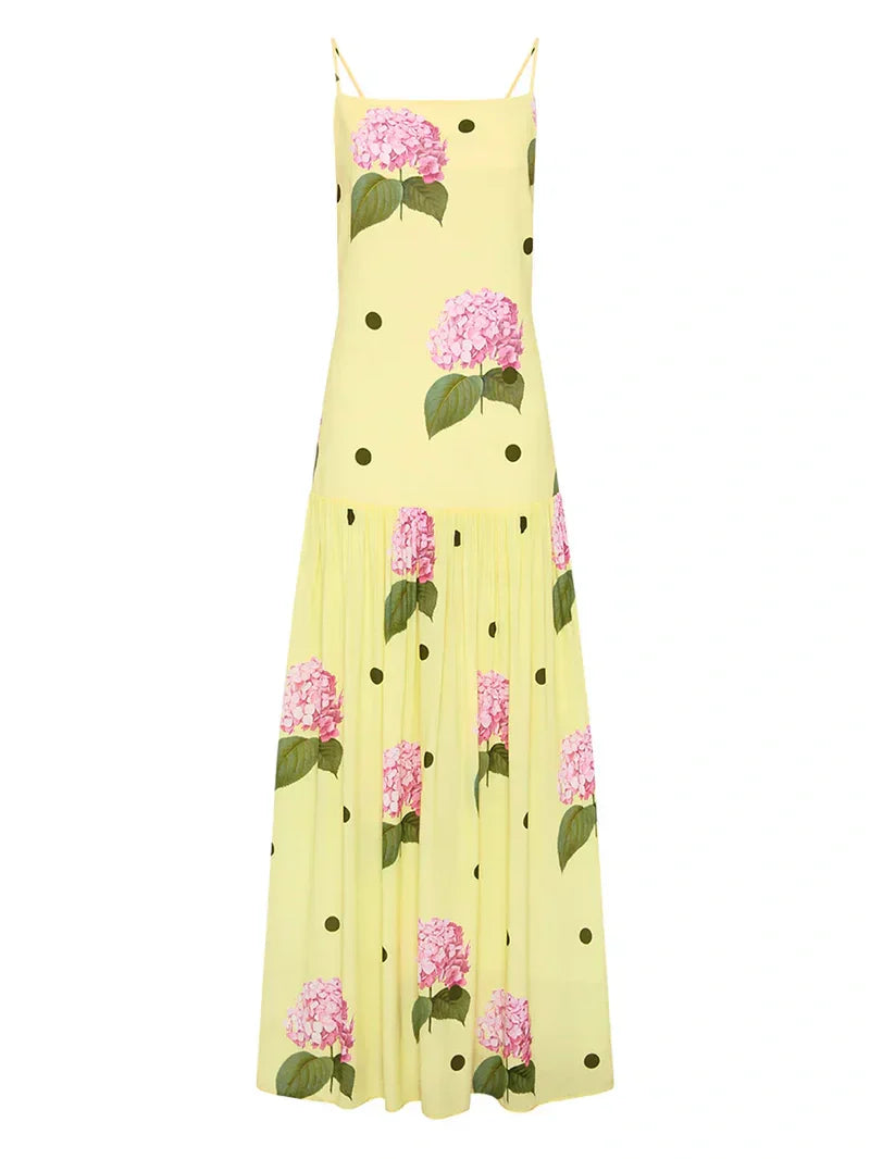 Polka Dot Floral Print Midi Dress