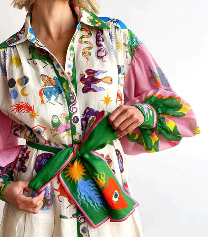 Zoey™ - Vintage Maxi Dress with Lantern Sleeve